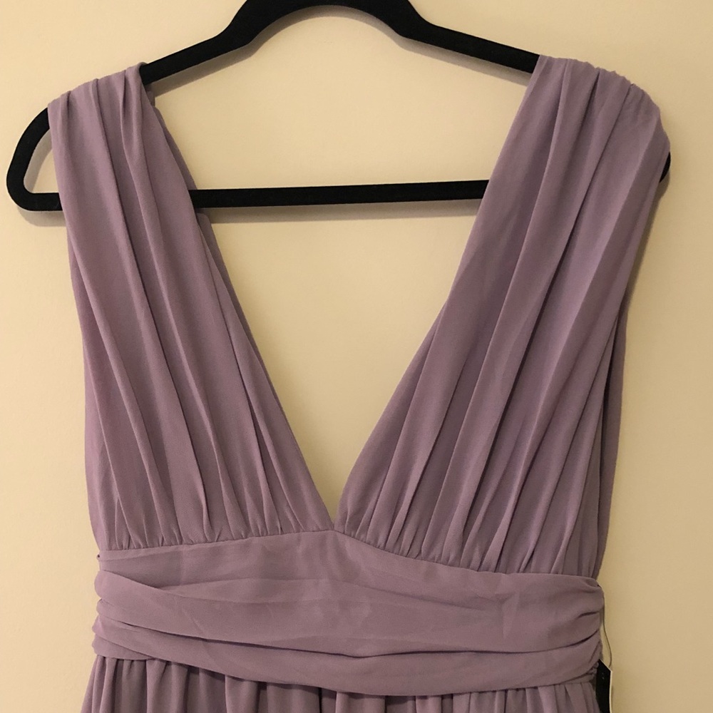 Purple floor length gown w/ slit on the right leg